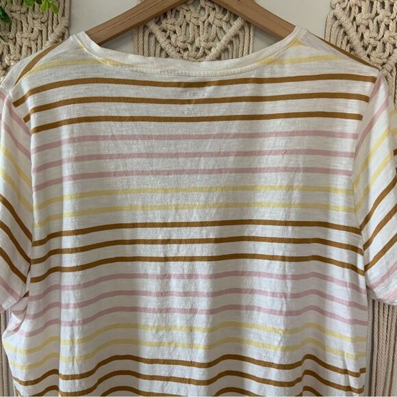 MADEWELL Women’s Organic Cotton Blend Striped V-Neck Tee Size 3X - Picture 9 of 10
